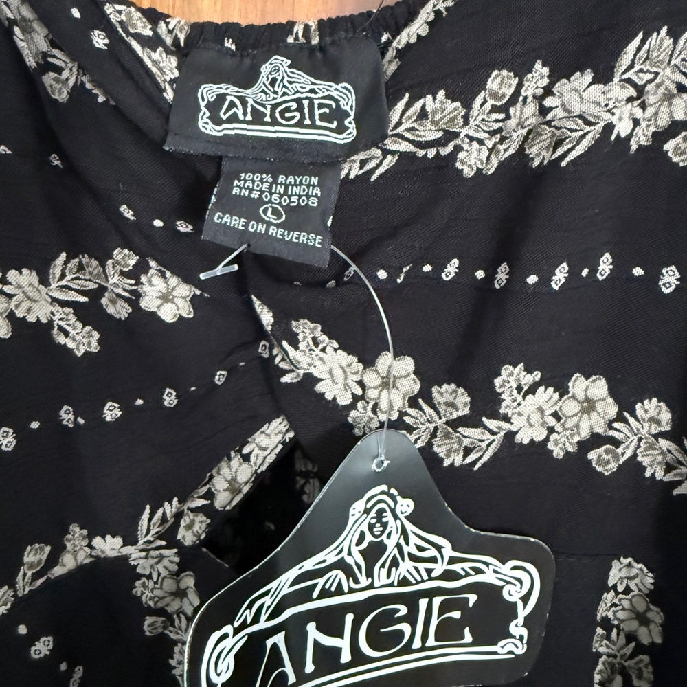 Angie Black Maxi Dress with Cream Stripe Floral Print - Picture 2 of 4